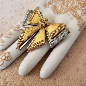 COPY - Vintage Avon Faux Marcasite Metal Bow Brooch